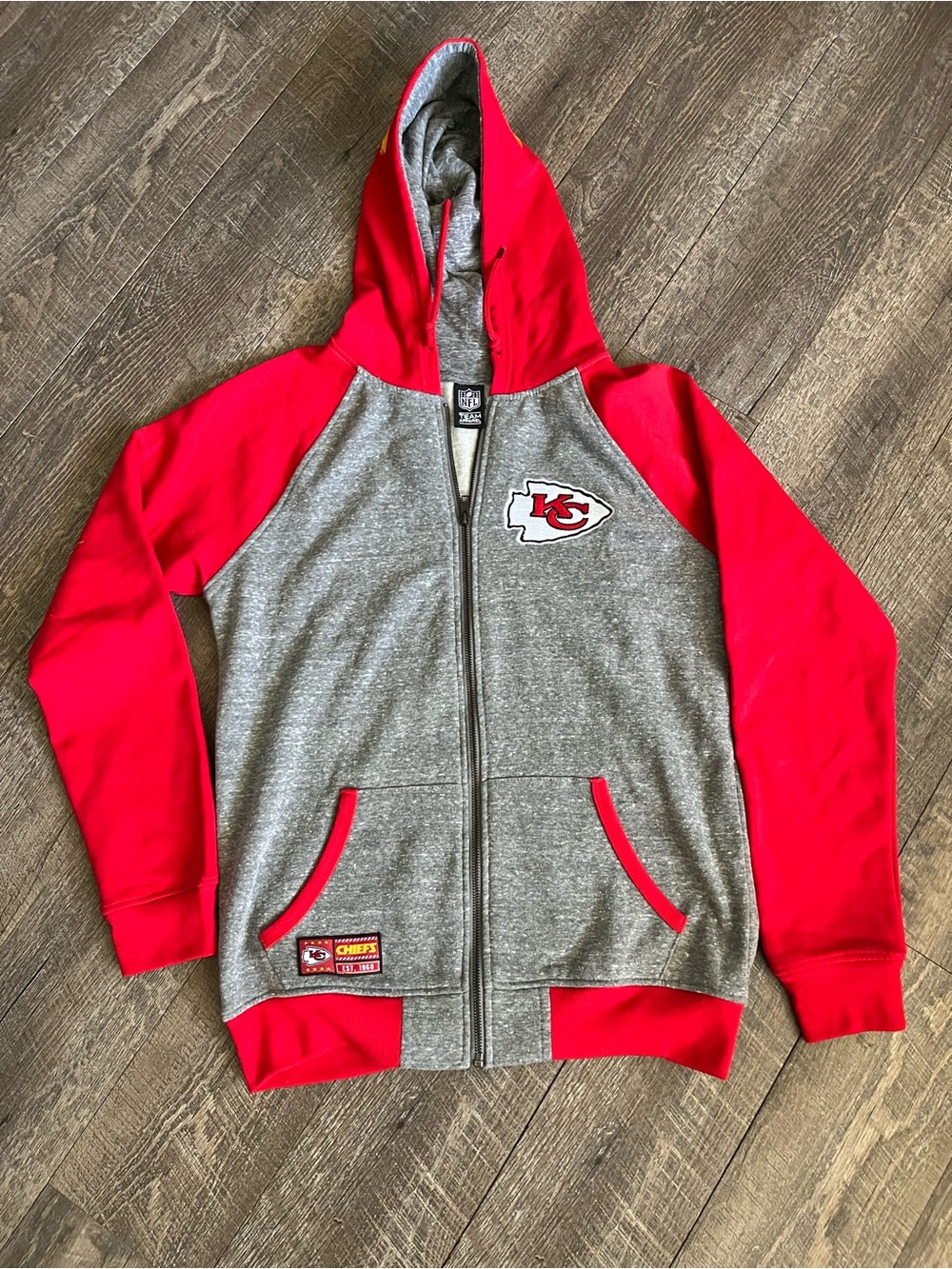 Kansas City Chiefs Grey and Red Full-Zip Hooded Jacket